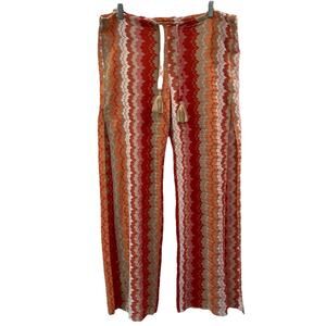 Becca Rebecca Modcave Crochet Orange Cover Up Pants‎ Large Colorful